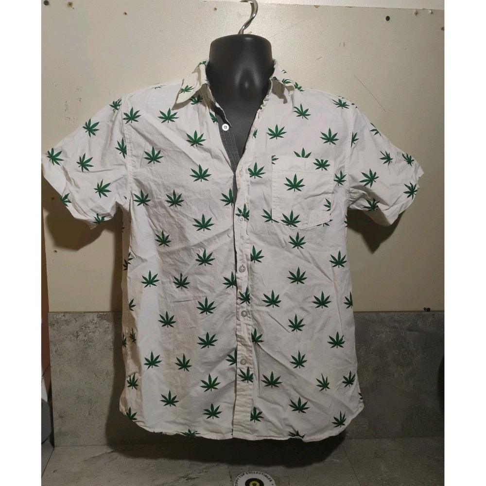 Marijuanna leaf Button up Collar S Medium - Brand Eighty Eight